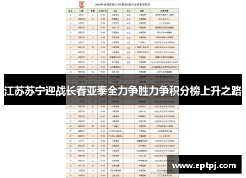 江苏苏宁迎战长春亚泰全力争胜力争积分榜上升之路